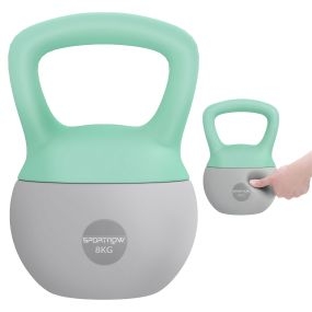 Pesa rusa 8 kg soft con relleno de arena metálica y mango antideslizante verde menta y gris