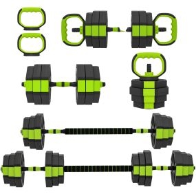 Juego de Mancuernas Ajustables, 6 en 1, 25kg, Juego de Pesas Utilizado como Kettlebell, Barra, Mancuernas o Soporte para Flexiones, Equipo para Hombres y Mujeres, Gimnasio en Casa