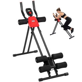 Máquina de abdominales plegable con monitor LCD, carga 120 kg, para entrenamiento en casa