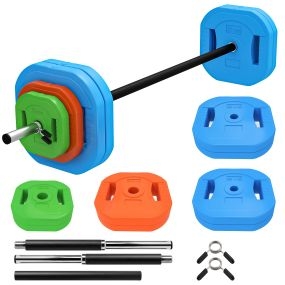 Barra de Pesas 30 kg, Set de Pesas Ajustables con Barra de Acero de 140 cm, 8 Discos de 4x5kg, 2x2,5kg, 2x1,25kg, 2 Clips, Juego de Mancuernas para Entrenamiento de Fuerza en Casa Gimnasio