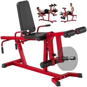 Máquina de Extensión y Curl de Piernas, Carga 300 kg, Máquina Estiramiento Piernas Ajustable 3 en 1 con Carga de Placas, Banco Musculación para Cadera, Muslos y Pantorrillas, en Casa Gimnasio