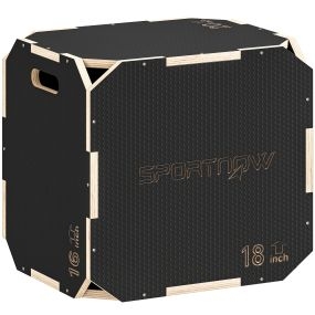 Cajón pliométrico de madera 3 en 1 con 3 alturas ajustables 51/48/41 cm y asas