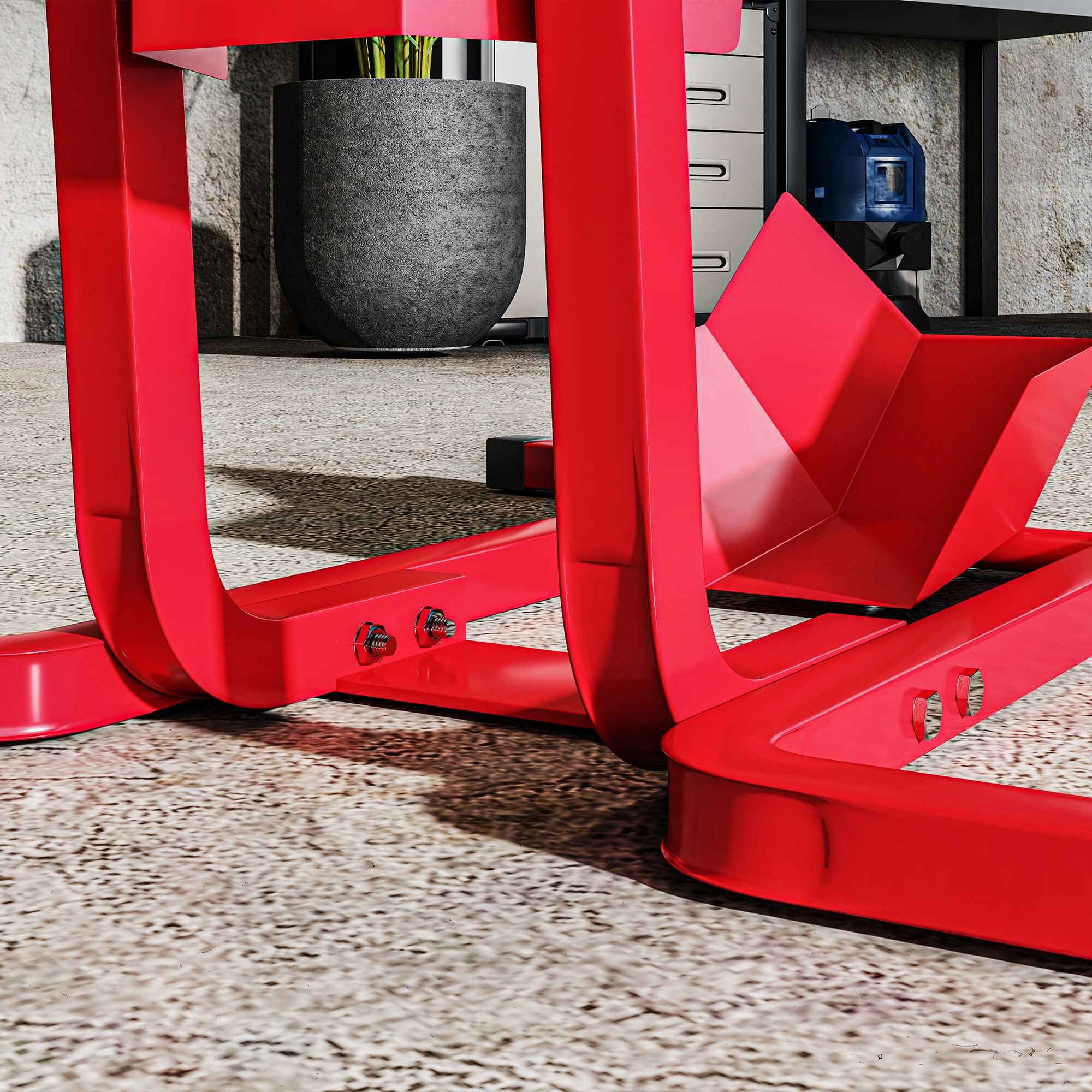 Caballete de Moto Delantera, Soporte para Rueda Delantera de Moto Ajustable en 3 Niveles de Metal Robusto, para Ruedas ∅43, 48, 53 cm, Rojo