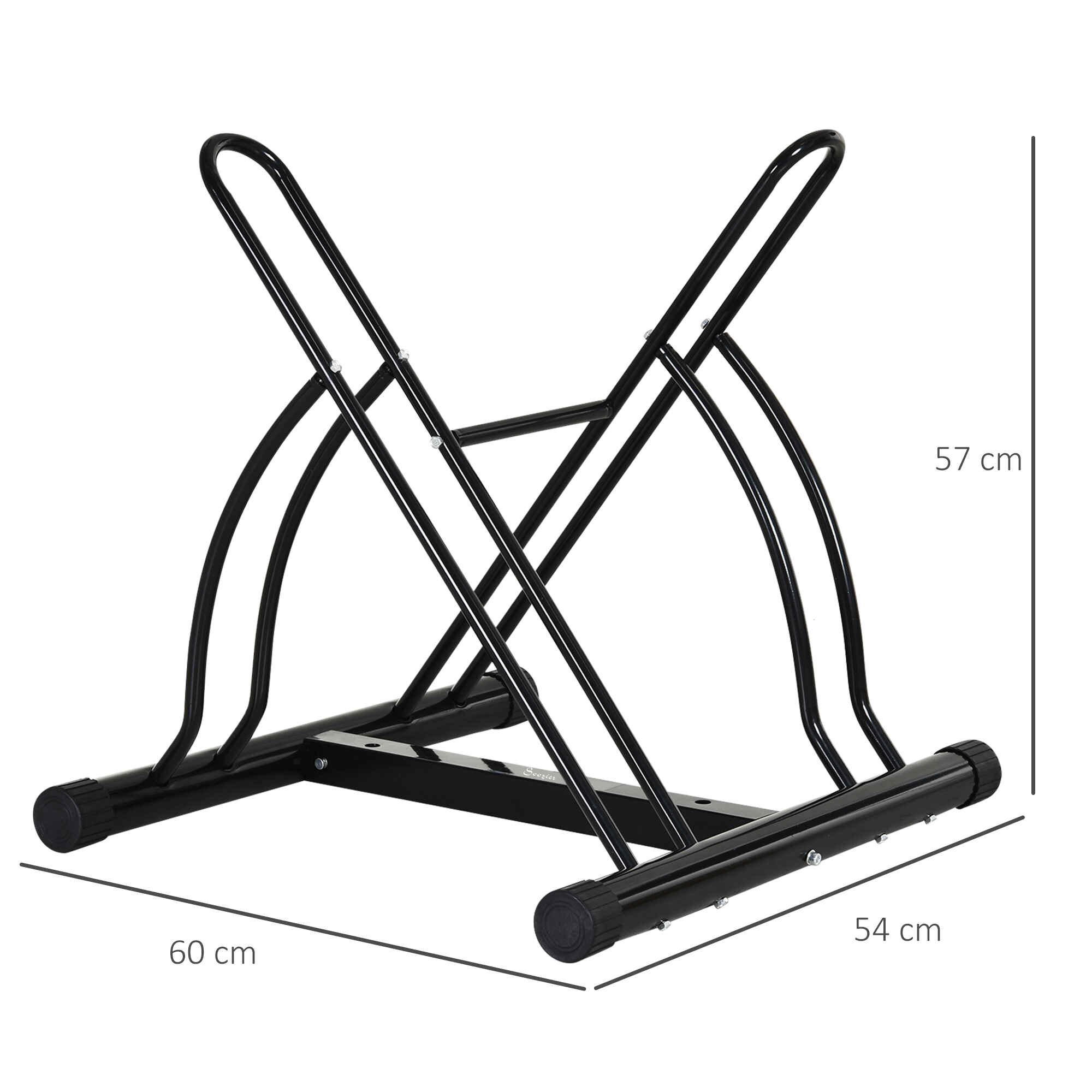 Soporte para aparcar 2 bicicletas, 65 mm de ancho, antideslizante, interior y exterior, negro
