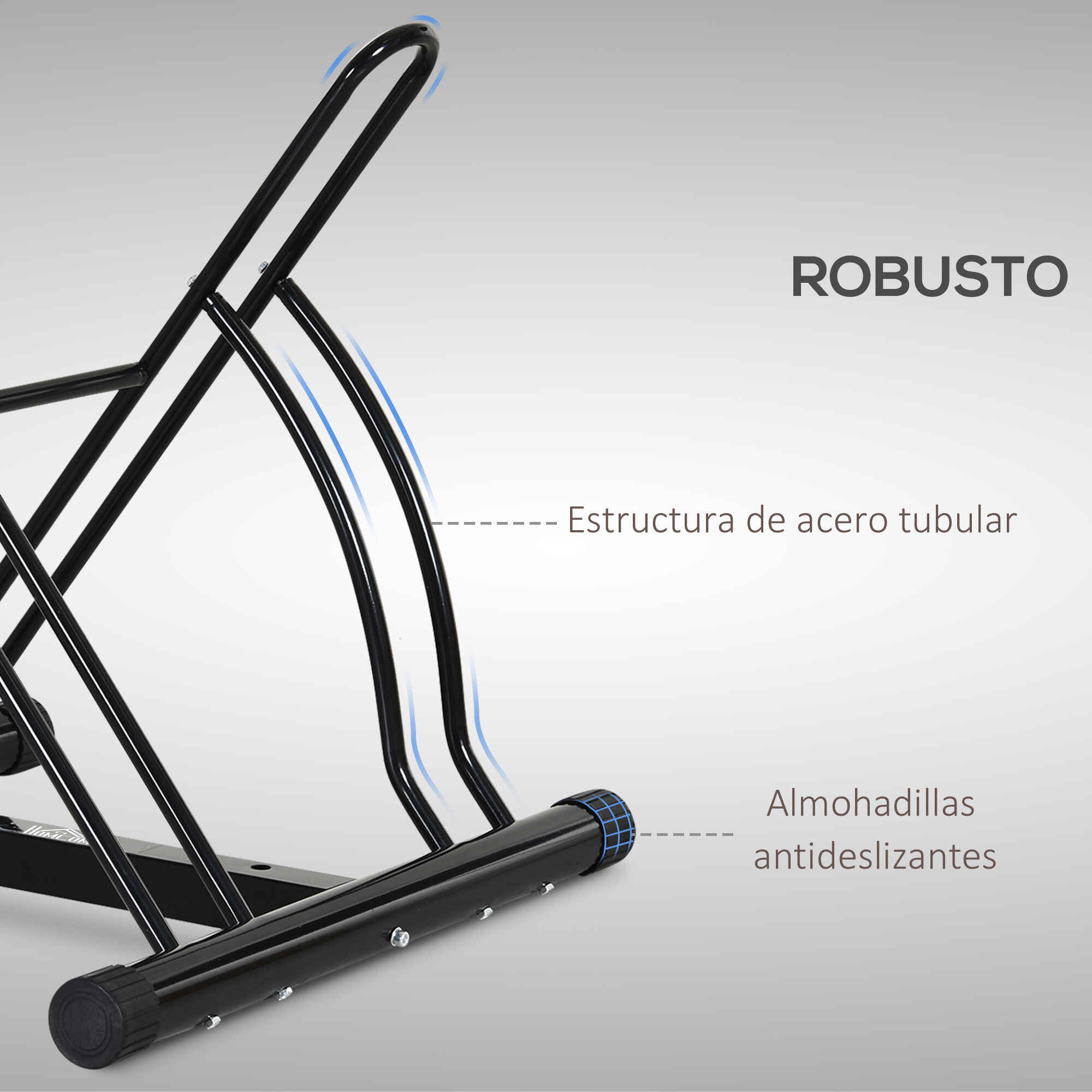 Soporte para aparcar 2 bicicletas, 65 mm de ancho, antideslizante, interior y exterior, negro