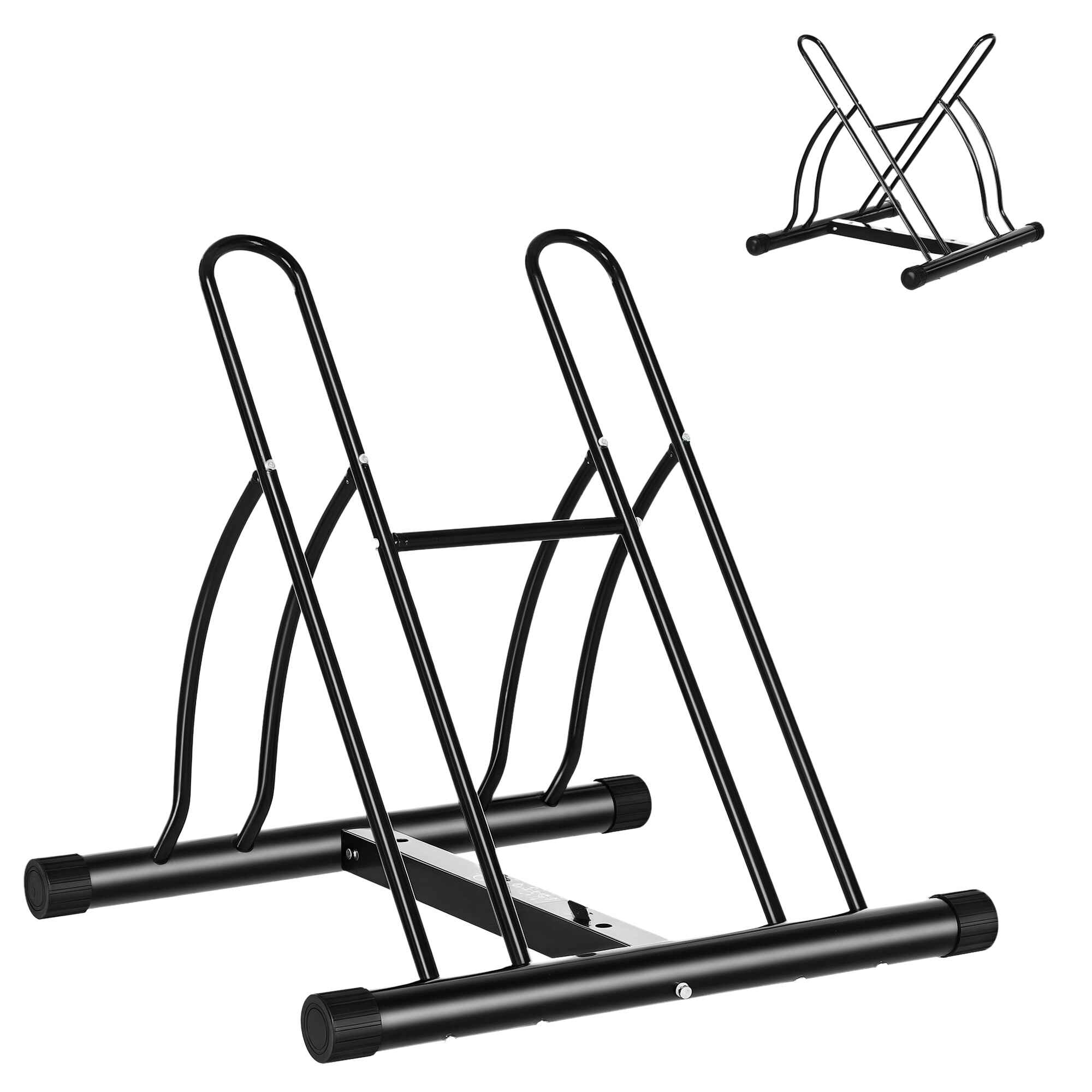 Soporte para aparcar 2 bicicletas, 65 mm de ancho, antideslizante, interior y exterior, negro