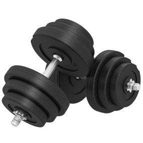 Juego de mancuernas ajustables 40 kg con 2 barras Ø25x450 mm de acero y discos para gimnasio y musculación