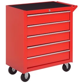 Caja de herramientas con ruedas y cerradura, chapa de acero, 69x33x75 cm, rojo