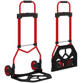 Carretilla plegable con mango telescópico ajustable, carga 60 kg, roja