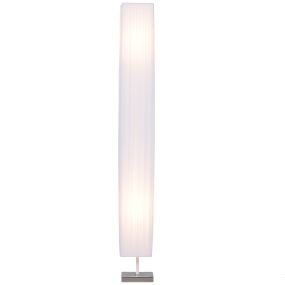 Lámpara de pie para salón con 2 casquillos E27, pantalla de tela, base de acero inoxidable, blanca