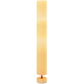 Lámpara de pie moderna de salón con casquillo E27, pantalla de lino y marco de metal, beige, Ø15x120 cm
