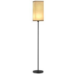 Lámpara de Pie, Lámpara de Pie para Salón Moderna con Base E27, 40W, Interruptor de Pedal, Pantalla de Efecto Lino, Bombilla No Incluida, para Dormitorio, Oficina, Negro