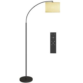 Lámpara de Pie LED Regulable Lámpara de Pie para Salón con 11 Temperaturas de Color y Niveles de Brillo Pantalla Ajustable Control Remoto Temporizador Bombilla E27 para Dormitorio Oficina Negro
