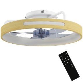 Ventilador de techo con luz LED 40 W, motor DC reversible, Ø49 cm, natural