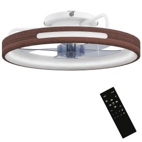 Ventilador de techo con luz LED 40 W, motor DC reversible, Ø49 cm, teca
