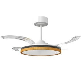 Ventilador de techo con luz LED 80 W motor DC reversible Ø95 cm natural