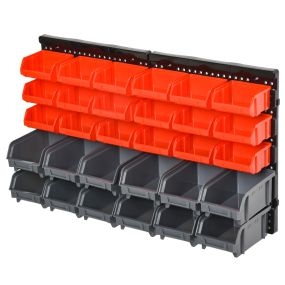 Estantería de almacenaje para pared organizador de herramientas 33 piezas 37,5x18x63 cm rojo y gris