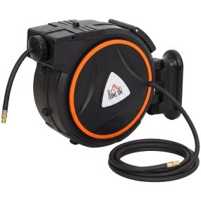 Carrete automático de manguera de aire comprimido 20 m + 2 m, conector 1/4'' BSP, negro