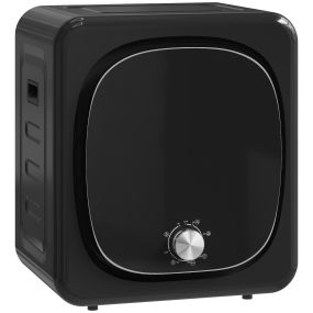 Secadora de Evacuación 4 kg, Secadora de Ropa 800W, Función Antiarrugas, Función Esterilizar, 5 Programas, Carga Frontal, Fácil de Planchar, Tambor Inox, Montable en Pared o Suelo, Negro