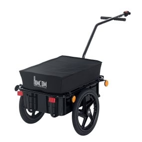 Remolque de bicicleta para carga 40 kg con cubierta impermeable, acero, negro, 144x59x80 cm