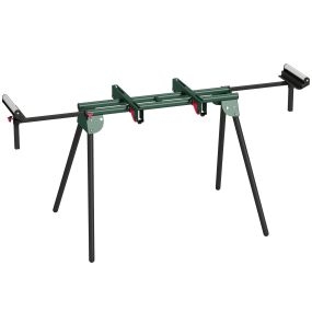 Soporte de Sierra Ingletadora, Universal con Rodillos Extensibles 94-195 cm, Banco de Trabajo Plegable con Altura y Ancho Ajustable, Estructura Metálica Reforzada, Sistema Fijación Carga 150 kg