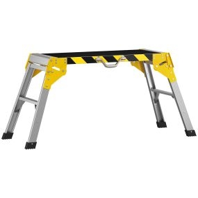 Banco de trabajo plegable de aluminio con asa antideslizante y tiras reflectantes, 150 kg, 110x32x50 cm, negro