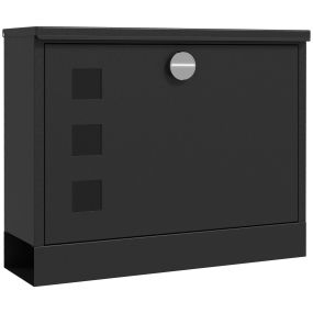 Buzón Exterior de Metal, Buzón de Pared Correo con Cerradura y 2 Llaves, Ventanas de Vista, Cierre Silencioso, Moderno, Fácil de Instalar, 36,5x11,5x29 cm, Negro