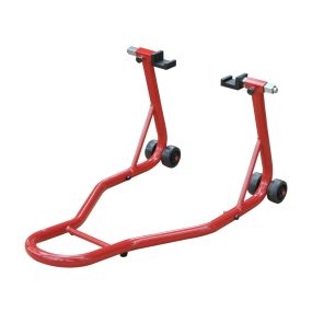 Caballete de moto posterior universal portátil de acero con ruedas rojo 80x50x40 cm