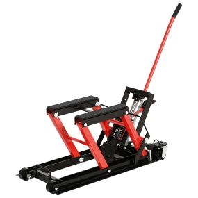 Gato hidráulico para motocicletas y ATV 680 kg altura ajustable 24-36 cm negro y rojo