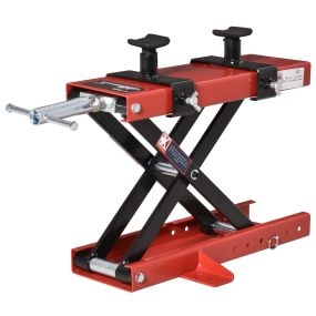 Plataforma elevadora para motocicletas 500 kg altura ajustable 19-53 cm negro y rojo