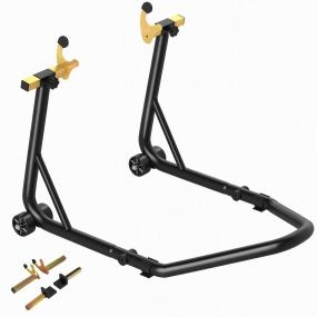 Caballete de Moto Soporte Trasera Universal Carga 544 kg Caballete Elevador Universal de Acero Robusta con Horquillas en U y L Ajustables Ruedas y Almohadillas Antideslizantes para Reparación