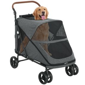 Carrito para perros plegable con un botón hasta 30 kg gris