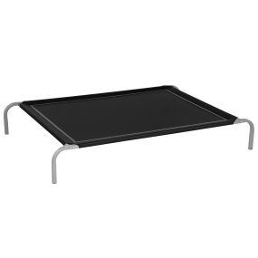 Cama elevada para perros y gatos transpirable 130x90x20 cm con marco de acero negro para interior y exterior