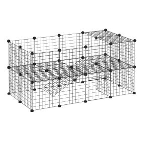 Valla metálica para mascotas de 36 paneles, jaula personalizable, 146x73x73 cm, negro