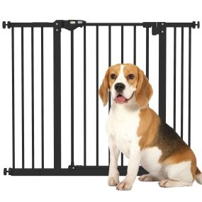 Barrera de seguridad para perros extensible 74-100 cm, puertas y escaleras, negro