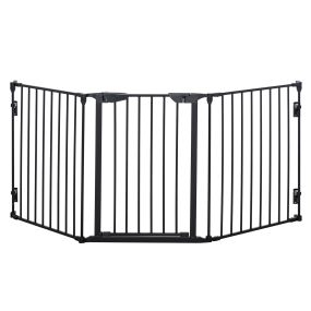 Barrera para perros plegable 180x74,5 cm de 3 paneles con cierre automático negra