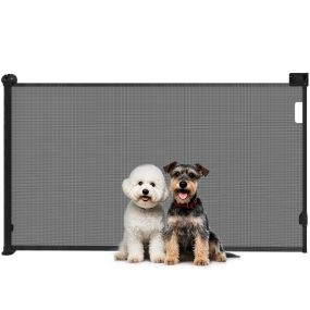 Barrera retráctil para perros 0-125 cm negra para escaleras puertas y pasillos