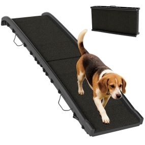 Rampa para perros esmerilada 155 cm plegable con asa, ángulo ajustable, antideslizante, negro