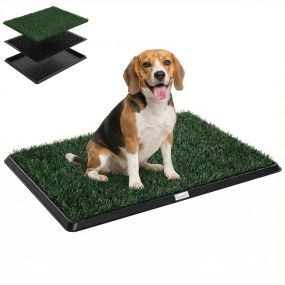 Inodoro para perros con césped artificial 76x50,5 cm con bandeja sanitaria y rejilla de drenaje verde