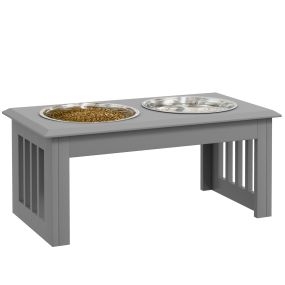 Comedero elevado para perros con soporte y 2 cuencos de acero inoxidable gris 58,4x30,5x25,4 cm