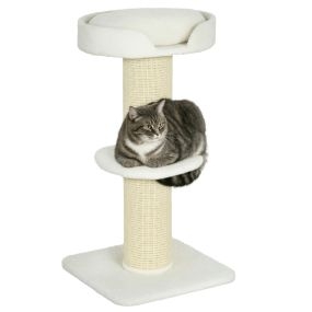Árbol rascador para gatos 91 cm 3 niveles con nido plataforma y poste de sisal crema