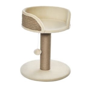 Árbol rascador para gatos pequeño 49 cm con poste de yute, cama y bola colgante, café