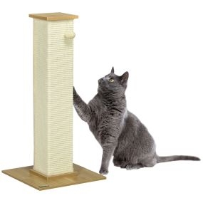Poste Rascador para Gatos Rascador para Gatos de 80 cm Árbol para Gatos con Poste de Sisal y Bola Colgante para Interiores 38x38x80 cm Roble