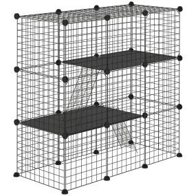 Jaula para animales pequeños de 31 paneles con rampa 105x45x105 cm negro