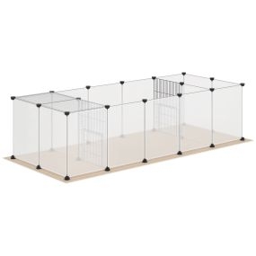 Valla para mascotas DIY con alfombrilla, 20 paneles de resina, 175x70x45 cm, blanco