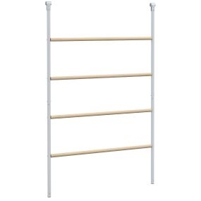 Percha para Gallinas de 4 Niveles, Escalera de Madera y Acero Galvanizado para 4-6 Gallinas, 140x86 cm, para Gallineros de Tubos Metálicos de 25 mm, Natural