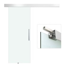 Puerta corredera de cristal 90x205 cm con riel silencioso translúcida para sala y comedor