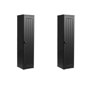 Juego de 2 Armario de Baño con Puerta para Almacenaje Multinivel Resistente de MDF Fácil de Limpiar Gran Capacidad 17 x 16 x 69 cm Negro