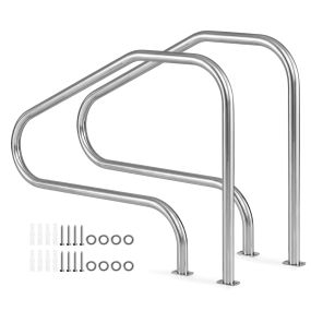 Juego de 2 pasamanos de acero inoxidable para piscina 180 kg 130x94 cm montaje fácil