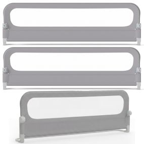 Barandilla plegable para cama infantil con funda extraíble base en U y correa gris 2 piezas de 198 cm y 1 de 178 cm
